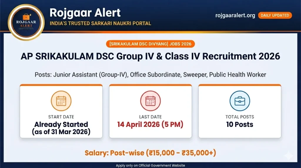 AP Srikakulam DSC Group IV & Class IV Recruitment 2026 — Vacancy, Eligibility, Salary & Apply Process