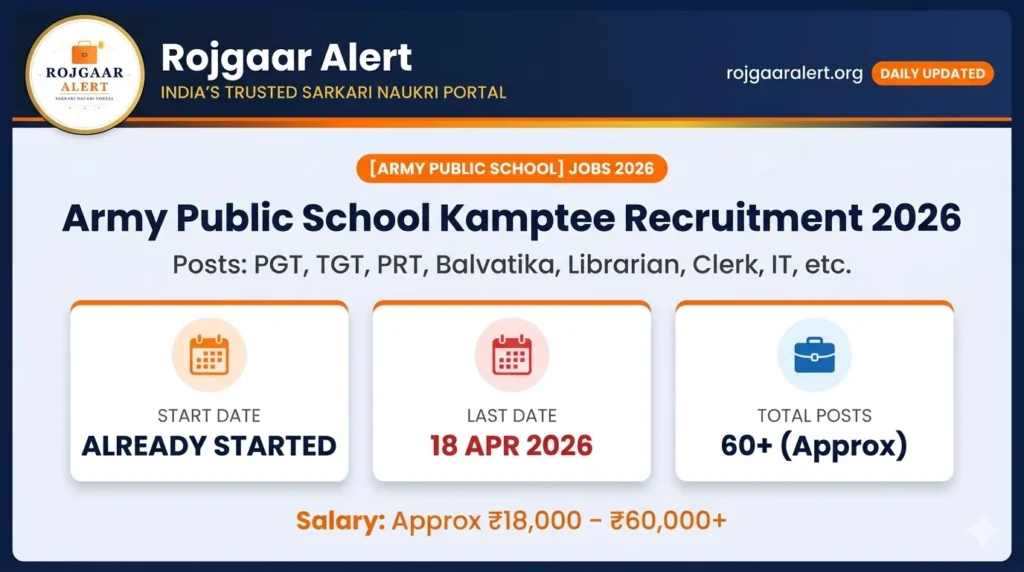 Army Public School Kamptee Recruitment 2026 — Vacancy, Eligibility, Salary & Apply Process