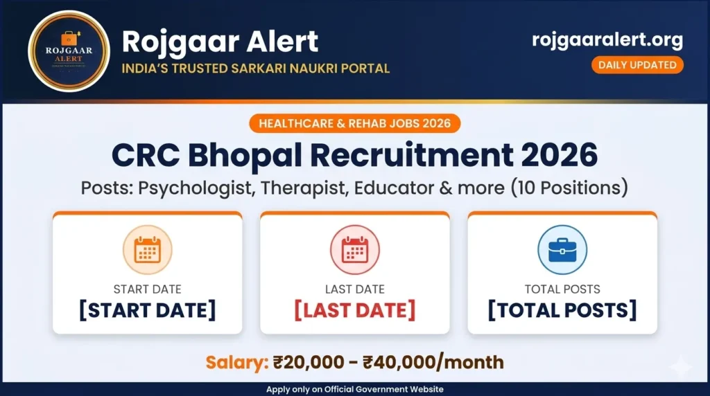 CRC Bhopal Recruitment 2026 — Vacancy, Eligibility, Salary & Apply Process