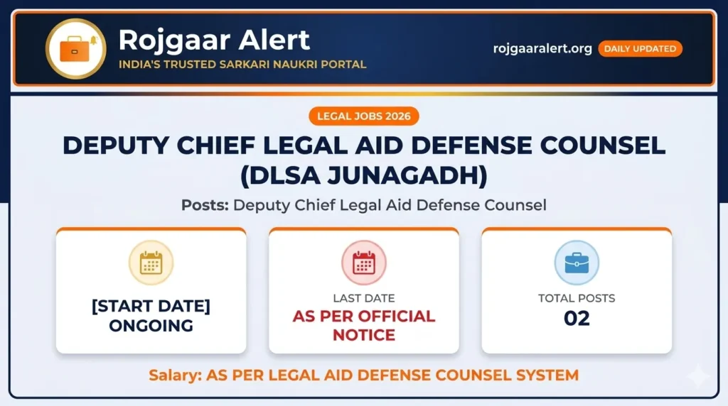 DLSA Junagadh Deputy Chief Legal Aid Defense Counsel Recruitment 2026
