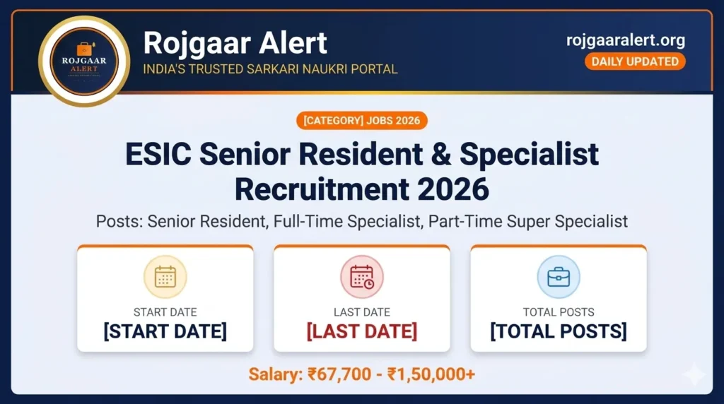 ESIC Senior Resident & Specialist Recruitment 2026 Overview