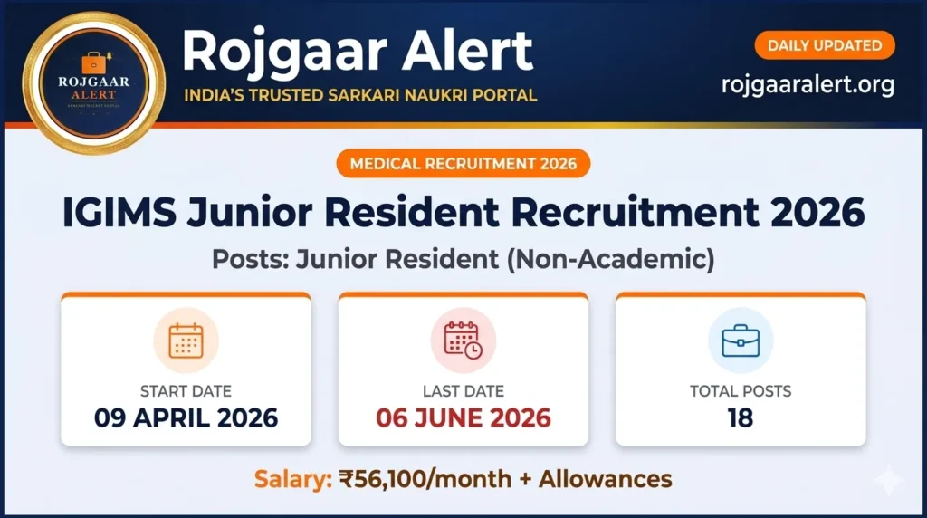 IGIMS Junior Resident Recruitment 2026 — Vacancy, Eligibility, Salary & Apply Process