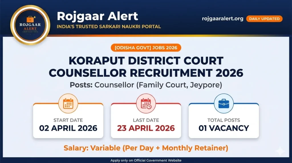 Koraput District Court Counsellor Recruitment 2026