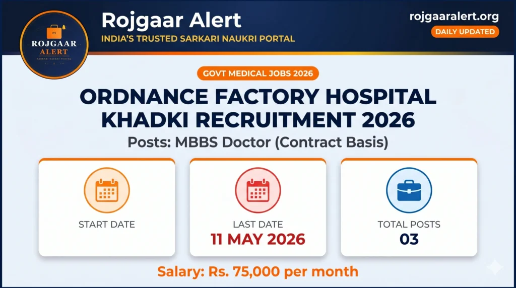 Ordnance Factory Hospital Khadki Recruitment 2026 — Vacancy, Eligibility, Salary & Apply Process