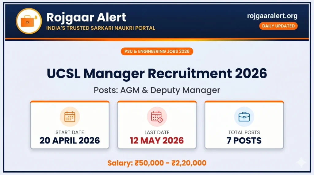 UCSL Manager Recruitment 2026 — Vacancy, Eligibility, Salary & Apply Process