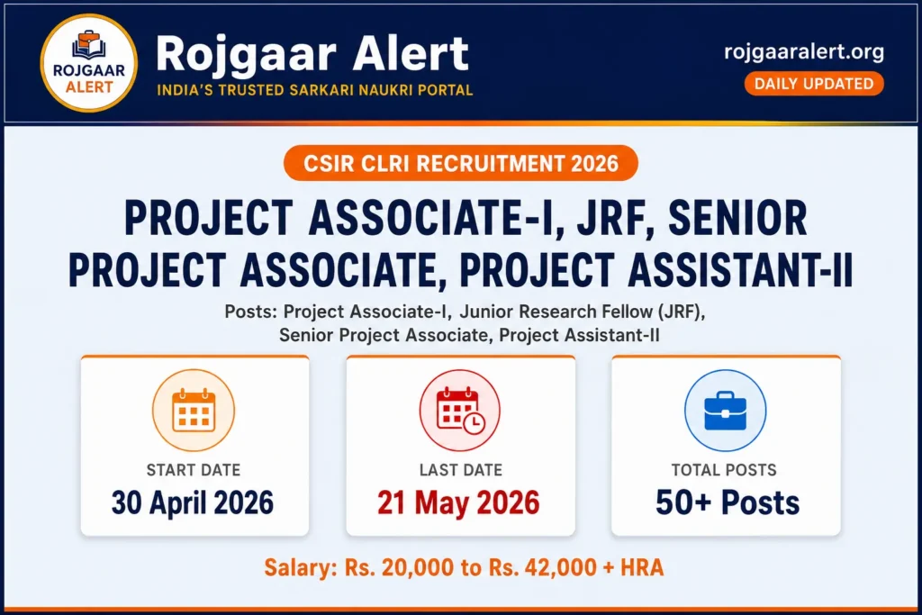CSIR CLRI Recruitment 2026 — Vacancy, Eligibility, Salary & Apply Process