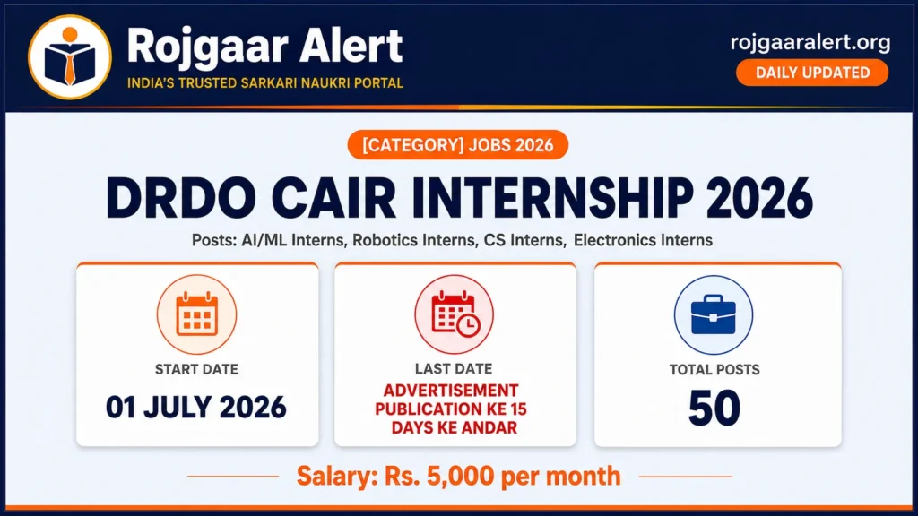 DRDO CAIR Internship 2026 — Vacancy, Eligibility, Salary & Apply Process