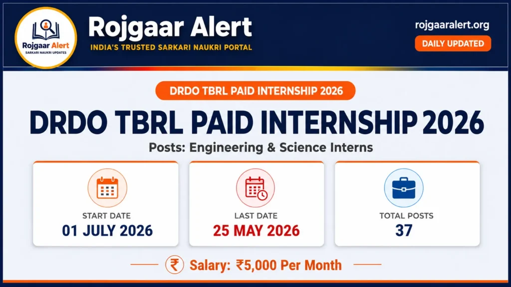 DRDO TBRL Paid Internship 2026 — Vacancy, Eligibility, Salary & Apply Process