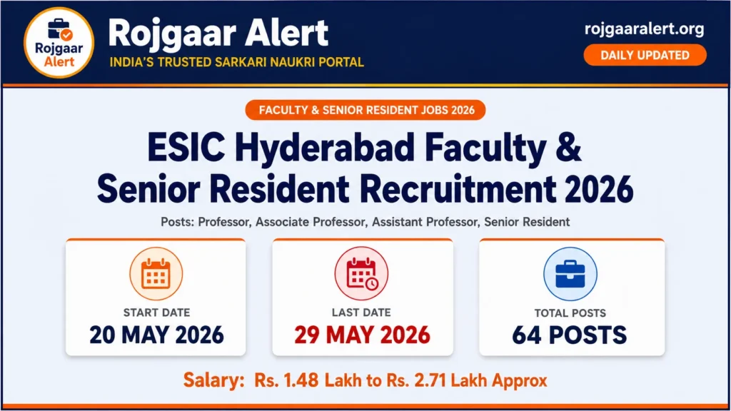 ESIC Hyderabad Faculty & Senior Resident Recruitment 2026 — Vacancy, Eligibility, Salary & Apply Process