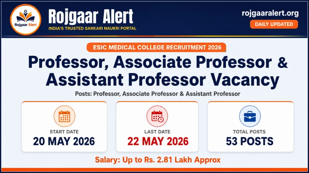ESIC Medical College Recruitment 2026 — Professor, Associate Professor & Assistant Professor Vacancy