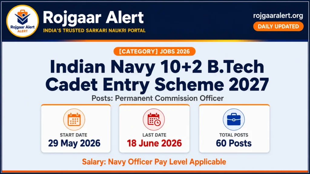 Indian Navy 10+2 B.Tech Cadet Entry Scheme 2027 — Vacancy, Eligibility, Salary & Apply Process