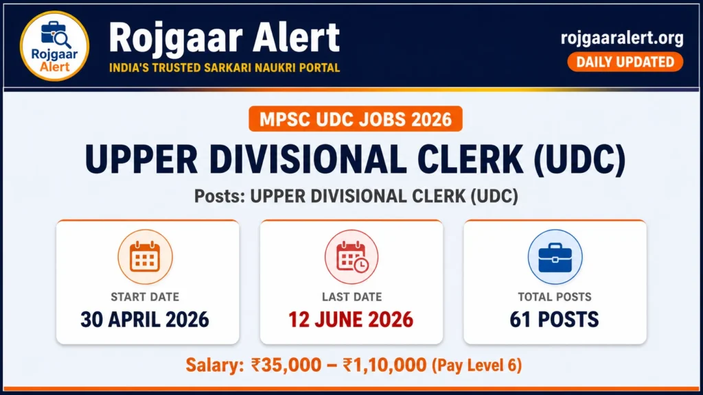 MPSC UDC Recruitment 2026 — Vacancy, Eligibility, Salary & Apply Process