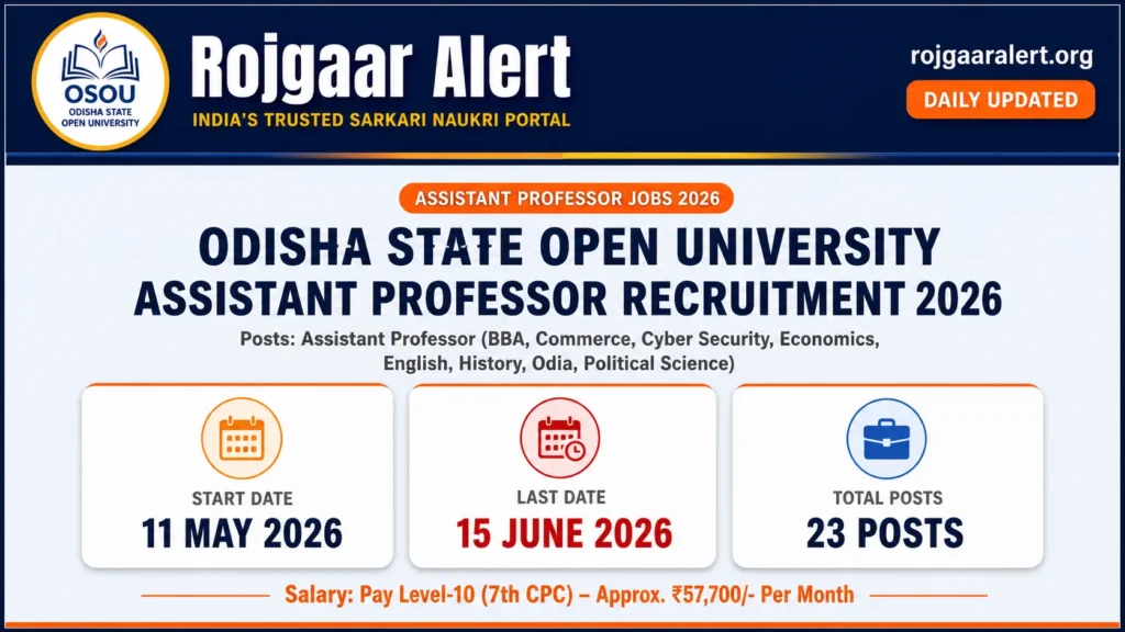 Odisha State Open University Assistant Professor Recruitment 2026 — Vacancy, Eligibility, Salary & Apply Process