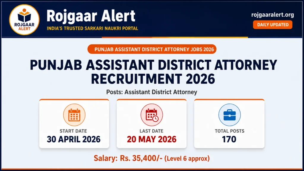 Punjab Assistant District Attorney Recruitment 2026 — Vacancy, Eligibility, Salary & Apply Process