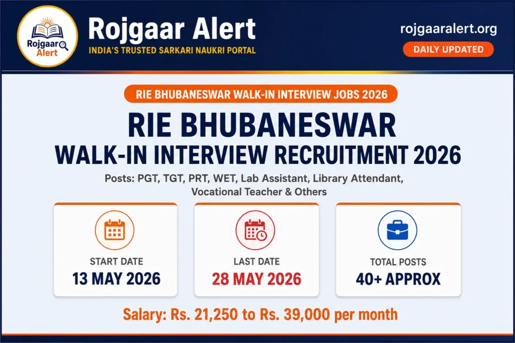 RIE Bhubaneswar Walk-in Interview Recruitment 2026 — Vacancy, Eligibility, Salary & Apply Process